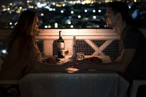 Couple having a romantic dinner in Marquette